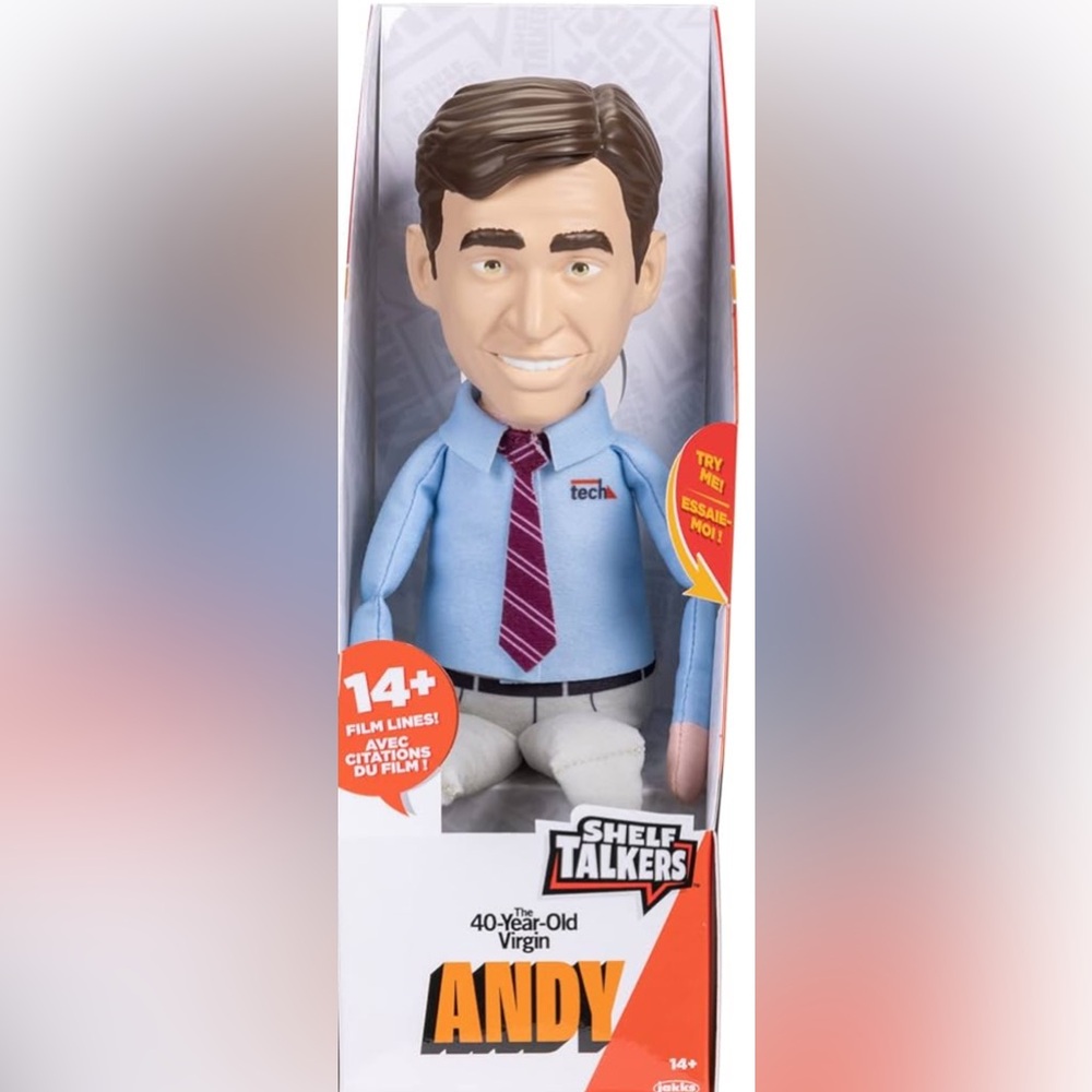 New Seal The 40 Year  Old Virgin Andy ShelfTalkers Pull String Doll .